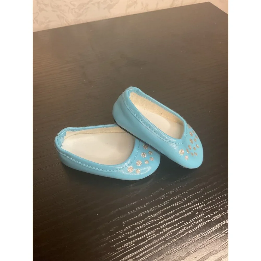 American Girl Doll Blue & Silver Polka Dot Shoes